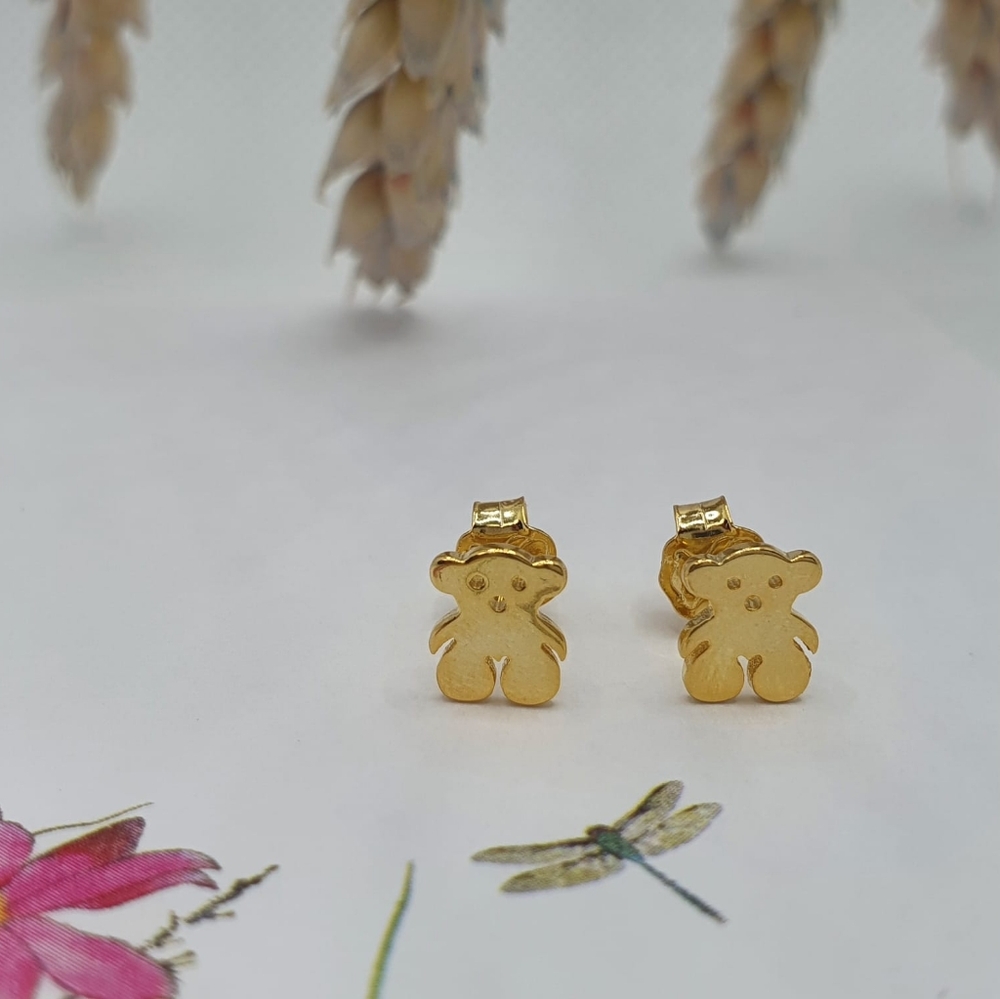 Tous Vermeil Bear Earrings Bear Motif 10mm